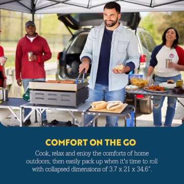 GCI OUTDOOR Slim-Fold Cook Station | Portable Folding Kitchen Table with a Heat Resistant Tabletop, 4 Side Tables & Storage Rack, Perfect for Picnics & Camping Trips