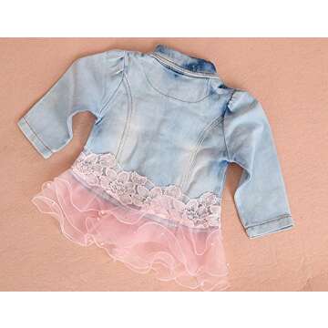 Yao Little Girls Denim Clothing Sets 3 Pieces Sets T Shirt Denim Jacket and Jeans(Pink,4-5Years)