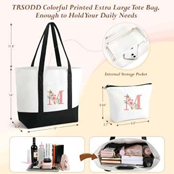 Personalized Floral Tote & Makeup Bag for Women