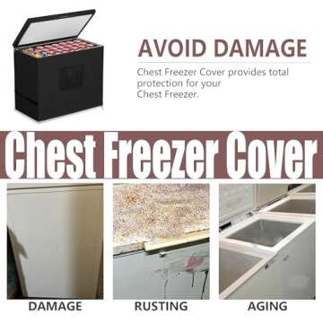 Chest Freezer Cover Deep Freezer Covers for Outside 7.0 Cubic Feet Freezer，Top with Zipper to Open Noise Reduction (Black, 40"W×25"D×35"H)