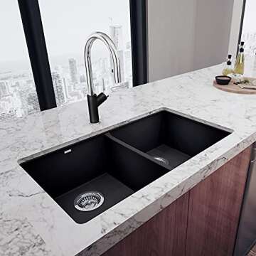 BLANCO 516322 Precis 50/50 Kitchen Sink, Equal Double Bowl, Anthracite