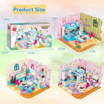 Mov stone 3 in 1 Dream Home Friends Building Sets for Girls 6-12,Creative 194 Pieces Friends Play House Educational Bricks DIY Toys Christmas Birthday Gift for Kids Age 6 7 8 10 11 12