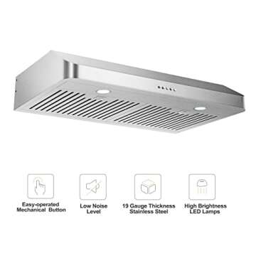 30" EVERKITCH Under Cabinet Stainless Steel Range Hood