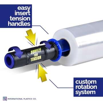 International Plastics Co. 2 Pack 15" Plastic Stretch Film Wrap with Extended Tension Handles 1200ft Each 500% Stretch Clear Cling Durable Adhering Packing Moving Heavy Duty Pallet Shrink