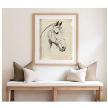 ART PRINT Horse Sketch Print Minimalistic Animal Sketch Printed Art Horse Vintage Art Print | Horse Wall Decor Equestrian Vintage Animal Art (12" x 16" unframed)