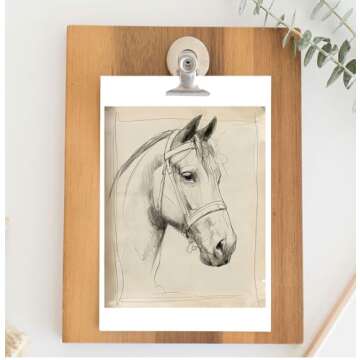 ART PRINT Horse Sketch Print Minimalistic Animal Sketch Printed Art Horse Vintage Art Print | Horse Wall Decor Equestrian Vintage Animal Art (12" x 16" unframed)