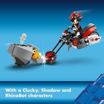 LEGO Sonic The Hedgehog Shadow The Hedgehog Escape Building Set, Motorcycle Toy, Video Game Character Figures, Sonic Toy for Kids, Gift for Gamers Ages 8 Plus, 76995