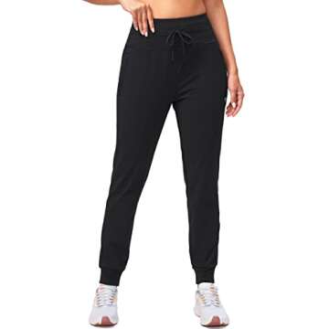 G Gradual Women's Fleece Lined Joggers High Waisted Water Resistant Thermal Winter Sweatpants Running Hiking Pockets(Black, XS)