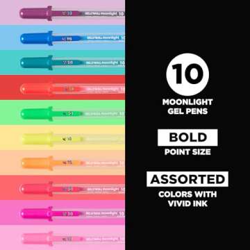 SAKURA Gelly Roll Moonlight 10 Gel Pens - Bold Point Ink Pen for Journaling, Art, or Drawing - For Art Gifts, Holiday Gifts & DIY Projects - Assorted Bright Ink - Bold Line - 10 Pack