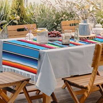 Habbi Mexican Table Runner, 4 Pack 14 x 110 Inch, Large Mexican Party Decoration Table Runner, Fiesta Themed Cinco de Mayo, Fiesta Party Decorations