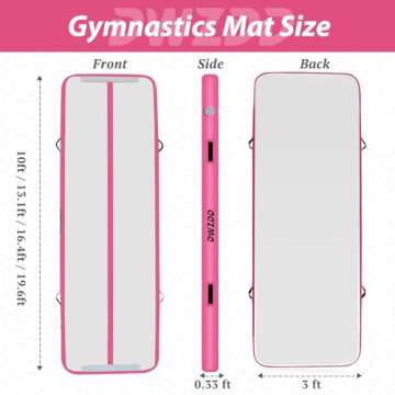 Dwzdd Gymnastics Air Mat 10ft/13ft/16ft/20ft Tumbling Mat Inflatable Gymnastics Tumble Track for Home/Gym/Training/Cheerleading/Water with Electric Pump