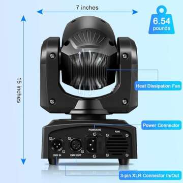 U`King Stage Lights Moving Head Lights 8 Gobos 8 Colors 11 Channels 25W Spotlights DMX 512 with Sound Activated for Wedding DJ Party Stage Lighting 2PCS