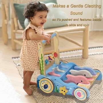 Wooden Baby Activity Walker with Singing Dolphin Toy