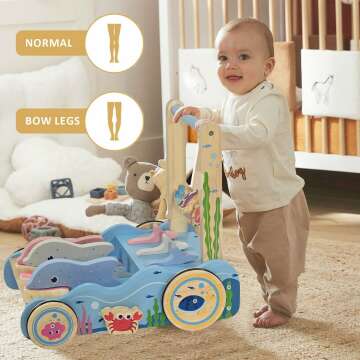 Wooden Baby Activity Walker with Singing Dolphin Toy