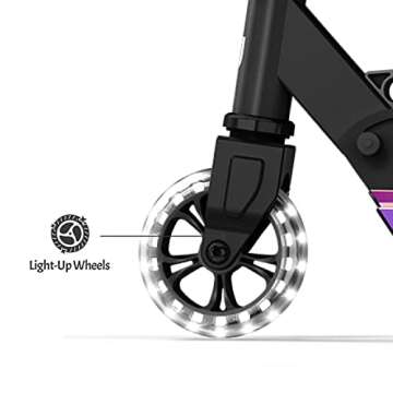 Jetson Scooters - Jupiter Kick Scooter (Iridescent) - Collapsible Portable Kids Push Scooter - Lightweight Folding Design with High Visibility RGB Light Up LEDs on Stem, Wheels, and Deck