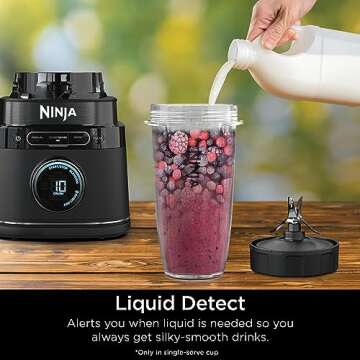 Ninja Detect Power Blender Pro + Personal Single-Serve, BlendSense Technology, For-Smoothies, Food and More, Compact Kitchen Countertop, 1800 P-Watts, 72 oz. Pitcher, (2) 24 oz. Cups, Black, TB301