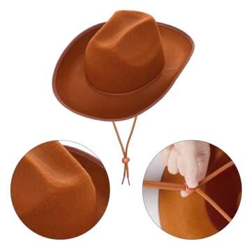 yeabwps Cowboy Hat Western Party Dress Up Accessories Felt Cowgirl Hat and Western for Women and Men