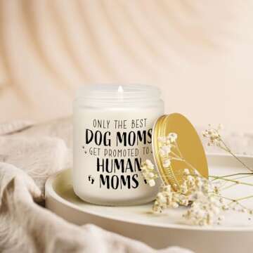 New Mom Gifts for Pregnant Women, Funny Dog Mom Pregnancy Gift for Expecting Mom, Mother to be Gift for First Time Moms, Congrats on Pregnancy Present for Wife Friend Sister, Lavender Scented Candle