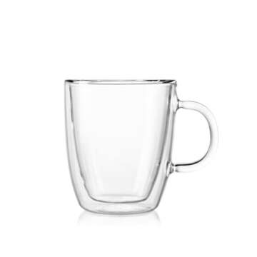 Bodum 10oz Bistro Double Wall Insulated Mug, High-Heat Borosilicate Glass, Set of 2, Clear