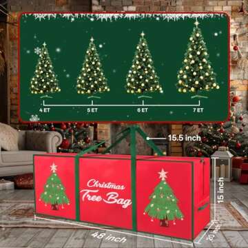 BlessedSeason Christmas Tree Storage Bag, Stores Up to 7.5ft Xmas Holiday Tree - With Wrap-around Carry Handle, Using 600D Oxford Cloth - Extra Large Storage Container for Trees and Decorations