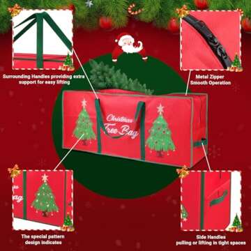 BlessedSeason Christmas Tree Storage Bag, Stores Up to 7.5ft Xmas Holiday Tree - With Wrap-around Carry Handle, Using 600D Oxford Cloth - Extra Large Storage Container for Trees and Decorations