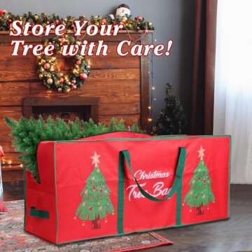 BlessedSeason Christmas Tree Storage Bag, Stores Up to 7.5ft Xmas Holiday Tree - With Wrap-around Carry Handle, Using 600D Oxford Cloth - Extra Large Storage Container for Trees and Decorations