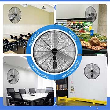 KEN BROWN 30 Inch Industrial Oscillating Wall Mount Fan 9500CFM,Heavy Duty Metal,High Velocity,2 Speed,Black