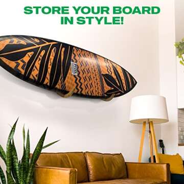 COR Surf Surfboard Wall Rack for Longboards and Shortboards | Beautiful Wood Wall Display Mount Works Indoor and Outdoor (Bamboo)