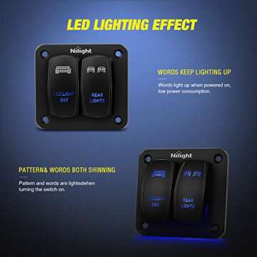 Nilight Aluminum LED Toggle Switch Panel for Vehicles