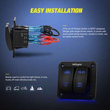 Nilight Aluminum LED Toggle Switch Panel for Vehicles