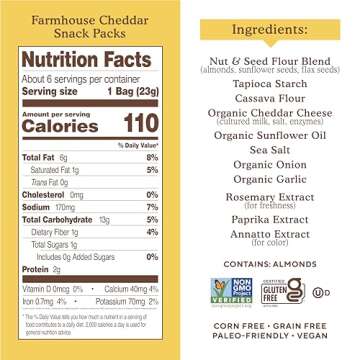 Simple Mills Almond Flour Crackers, Farmhouse Cheddar Snack Packs - Gluten Free, Healthy Snacks, 4.9 Ounce (Pack of 1)