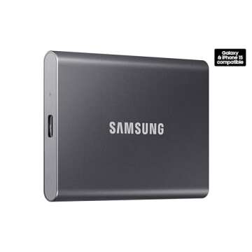 SAMSUNG T7 Portable SSD, 2TB External Solid State Drive, Speeds Up to 1,050MB/s, USB 3.2 Gen 2, Reliable Storage for Gaming, Students, Professionals, MU-PC2T0T/AM, Gray