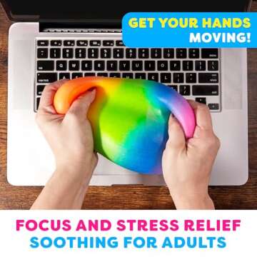 Power Your Fun Arggh Rainbow Giant Stress Balls for Adults - 3.75 Inch Large Stress Balls for Kids Squishy Toys Ball Stress Relief Fidget Toy Sensory Ball Squeeze Toy for Boys Girls (Rainbow)