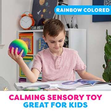 Power Your Fun Arggh Rainbow Giant Stress Balls for Adults - 3.75 Inch Large Stress Balls for Kids Squishy Toys Ball Stress Relief Fidget Toy Sensory Ball Squeeze Toy for Boys Girls (Rainbow)