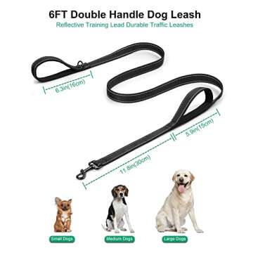 Dog Leash, Heavy Duty Dog Leash, Leashes for Large Breed Dogs 5FT.6FT, Double Handle Dog Leash, Reflective Training Lead, Perfect for Medium to Large Dogs(6FTPurple)