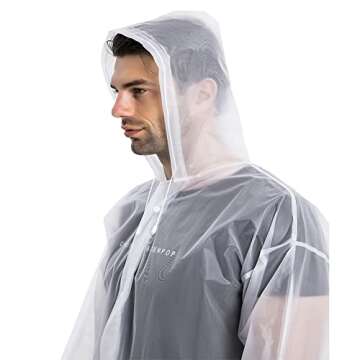 COOY Rain Coats (2 Pack) - Reusable EVA Rain Ponchos For Adults Rain Jackets Raincoats For Men Women