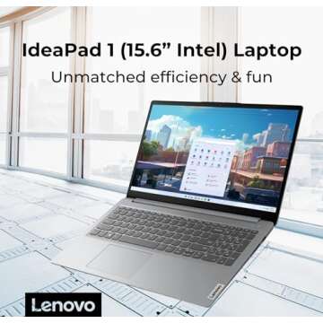 Lenovo IdeaPad 1 Student Laptop, 15.6" FHD Display, Intel Dual Core Processor, 12GB RAM, 512GB SSD + 128GB eMMC, 1 Year Office 365, Wi-Fi 6, Webcam, Bluetooth, SD Card Reader, Windows 11 Home, Grey