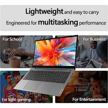 Lenovo IdeaPad 1 Student Laptop, 15.6" FHD Display, Intel Dual Core Processor, 12GB RAM, 512GB SSD + 128GB eMMC, 1 Year Office 365, Wi-Fi 6, Webcam, Bluetooth, SD Card Reader, Windows 11 Home, Grey