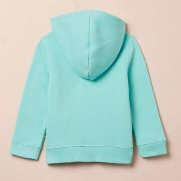 Cute Aqua Blue Fleece Zip-Up Hoodie for Girls