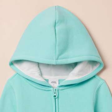 Cute Aqua Blue Fleece Zip-Up Hoodie for Girls