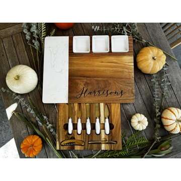 Personalized Charcuterie Board Set/19pcs Cheese Board And Knife Set, Realtor Closing gift, Custom Charcuterie board, Wedding Gift