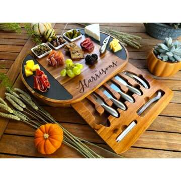 Personalized Charcuterie Board Set/19pcs Cheese Board And Knife Set, Realtor Closing gift, Custom Charcuterie board, Wedding Gift