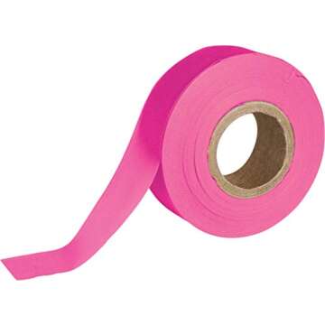 Brady Fluorescent Pink Flagging Tape for Boundaries and Hazardous Areas - Non-Adhesive Tape, 1.188" Width, 150' Length (Pack of 1) - 58354,Fluorescent Pink