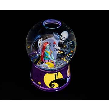 Disney The Nightmare Before Christmas Jack & Sally Light-Up Snow Globe with Swirling Glitter Display | Precious Keepsake, Gifts and Collectibles, Home Decor for Kids Room Essentials | 6 Inches Tall