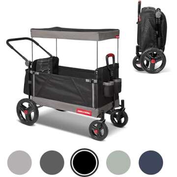 Radio Flyer Stroller Wagon for Kids Ages 1 and Up, Push and Pull Wagon with Canopy, Black