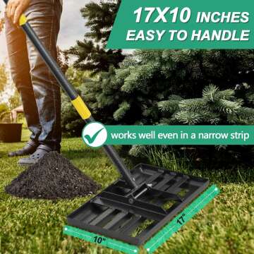 Lawn Leveling Rake, 17x10 Heavy Duty Lawn Leveler with Adjustable Handle Dirt Ground Level Tool for Yard Garden (72 Inch)