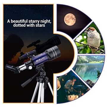 Telescope for Adults & Kids - 70mm Aperture Refractor Telescopes for Astronomy Beginners, Astronomy Telescope Kit for Kids