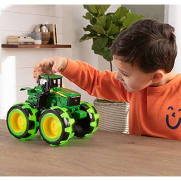 John Deere Tractor - Monster Treads Lightning Wheels - Motion Activated Light Up Monster Truck Toy - John Deere Tractor Toys - Monster Trucks for Boys and Girls - Ages 3 Years and Up