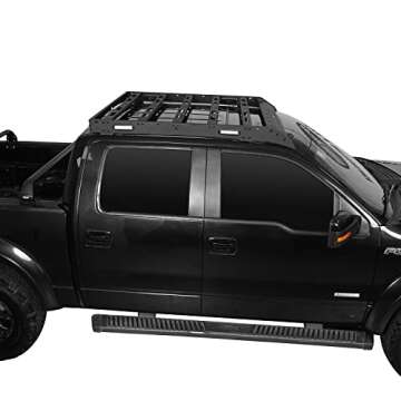 u-Box F150 Roof Rack Top Cargo Carrier w/4x LED Lights Compatible with Ford Raptor & F150 Super Crew Pickup Truck 2009 2010 2011 2012 2013 2014