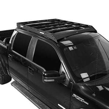 u-Box F150 Roof Rack Top Cargo Carrier w/4x LED Lights Compatible with Ford Raptor & F150 Super Crew Pickup Truck 2009 2010 2011 2012 2013 2014